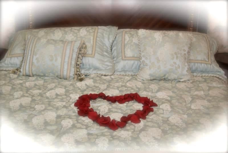 Hearts and Roses Adorning the King Size Bed