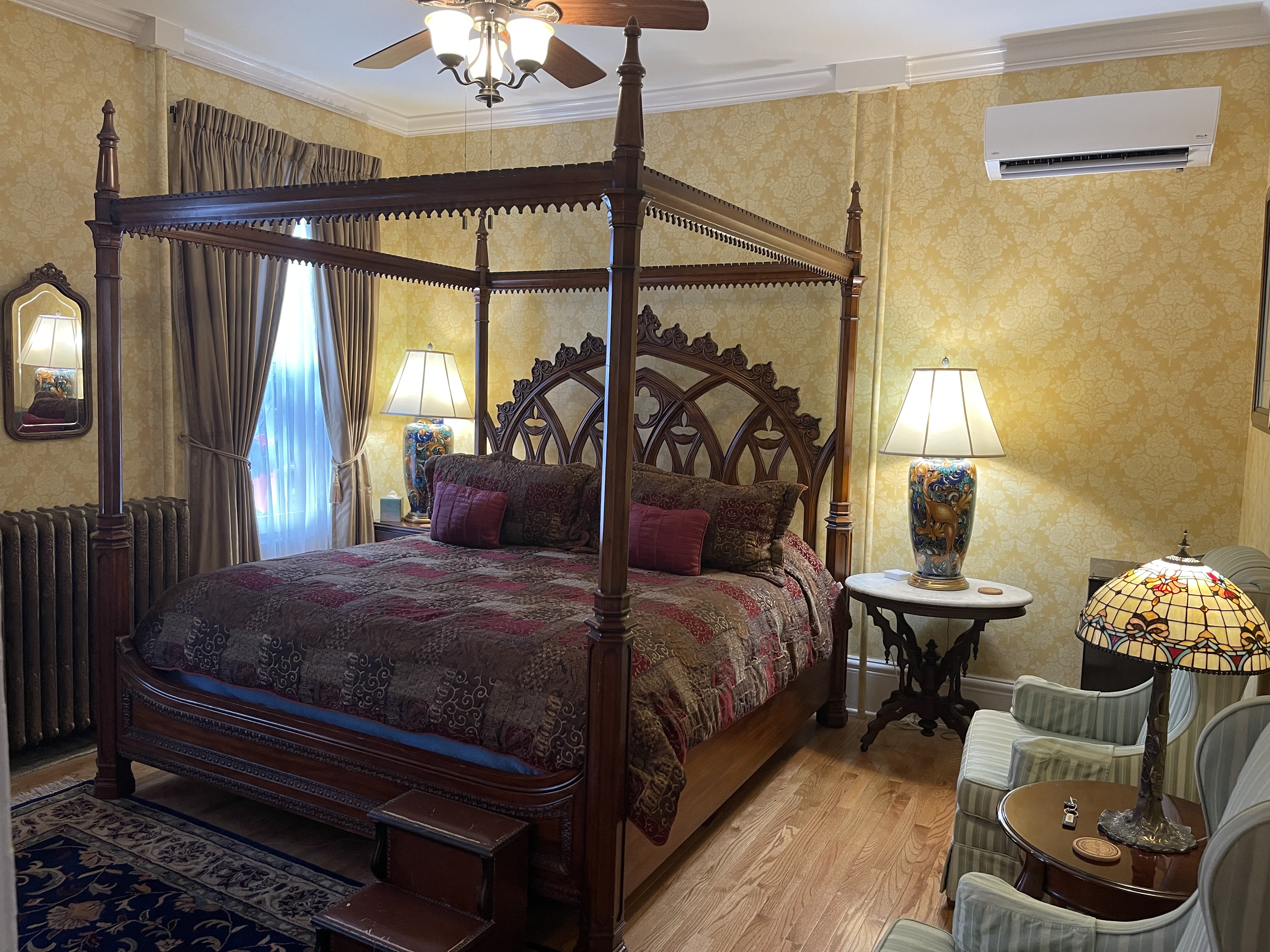 King size Four Post Canopy Bed from Entry Door