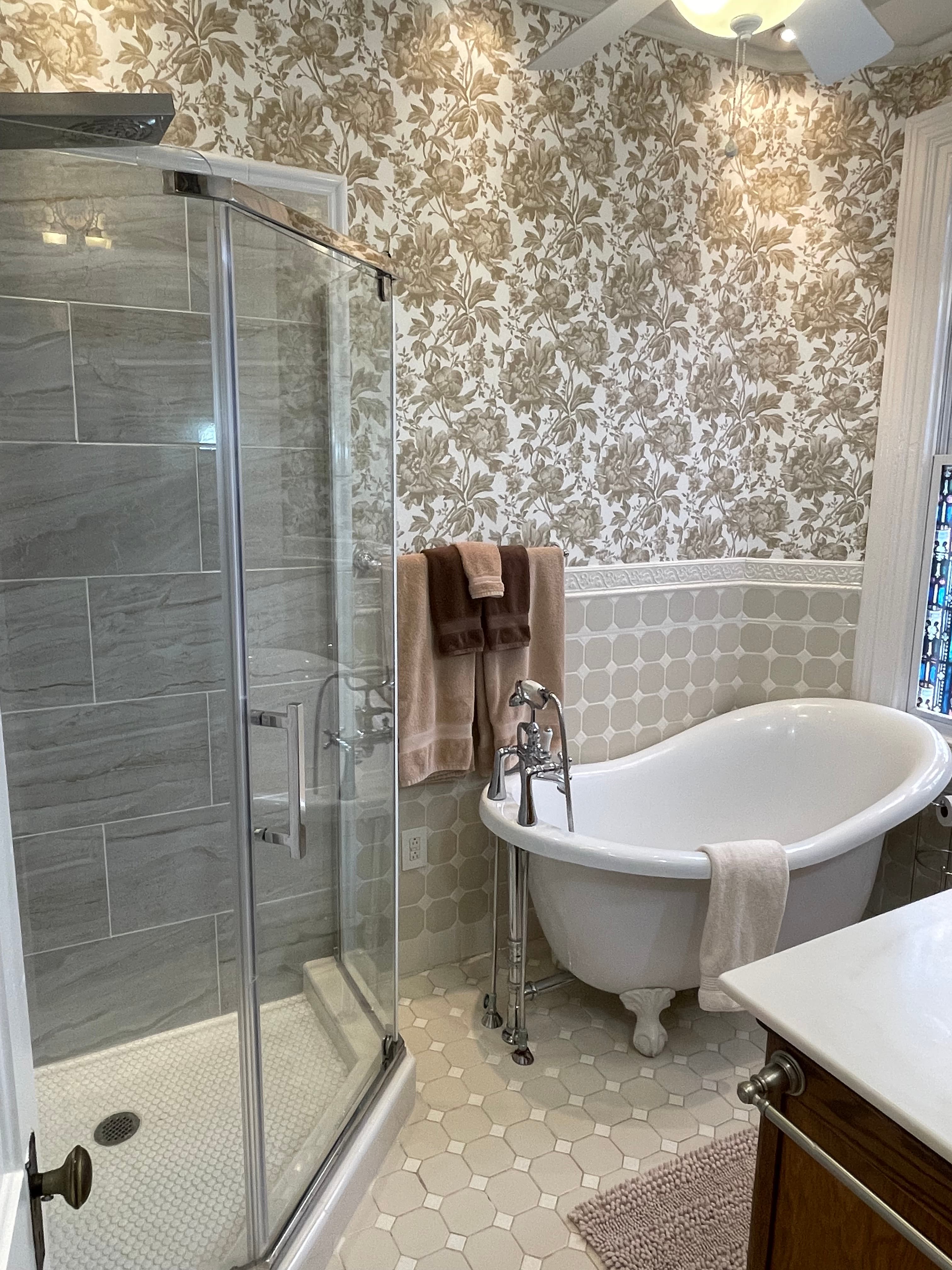 En Suite Bathroom Shower and Claw Foot Soaking Tub